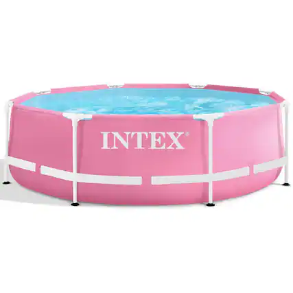 Front. Intex - Metal Frame Pool - Pink 8'x30".