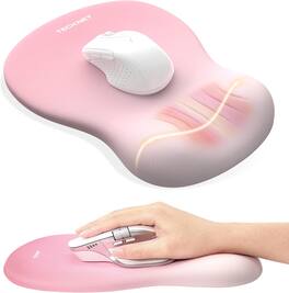 TECKNET - Ergonomic Mouse Pad with Wrist Rest, Memory Foam, Non-Slip Base for Laptop/PC, Pain Relief Home Office - Pink