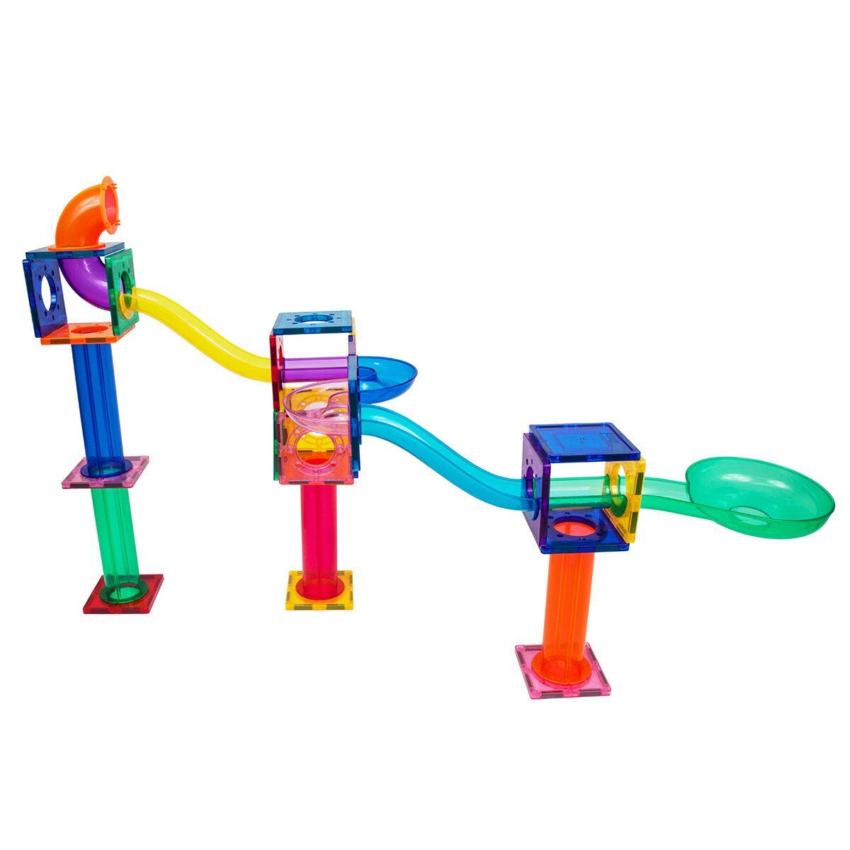 Alt View 4. PicassoTiles - PICASSO-TILES Marble Run Magnetic Tiles for Kids, 50PCS, Magnet Tiles Race Track Building Blocks STEM Toy - Multicolor.