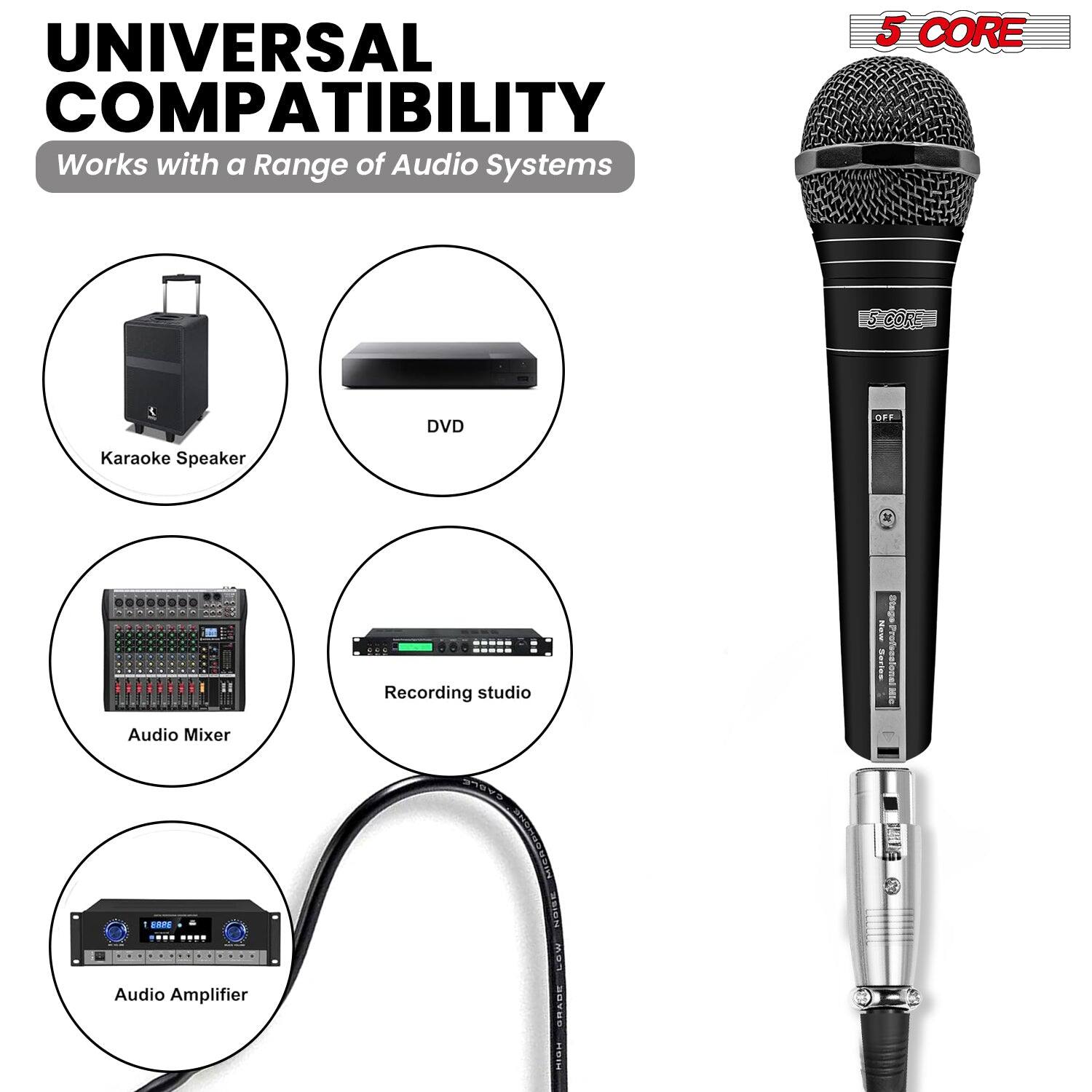 UNIVERSAL COMPATIBILITY Works with a Range of Audio Systems

- Karaoke Speaker
- DVD
- Audio Mixer
- Recording Studio
- Audio Amplifier