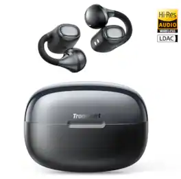 Tronsmart - OpenFly Clip 2 Open Ear Earbuds, Clip-On Headphones for Running Workout, Hi-Res LDAC Audio, Bluetooth 6.0, 32H Playtime - Black