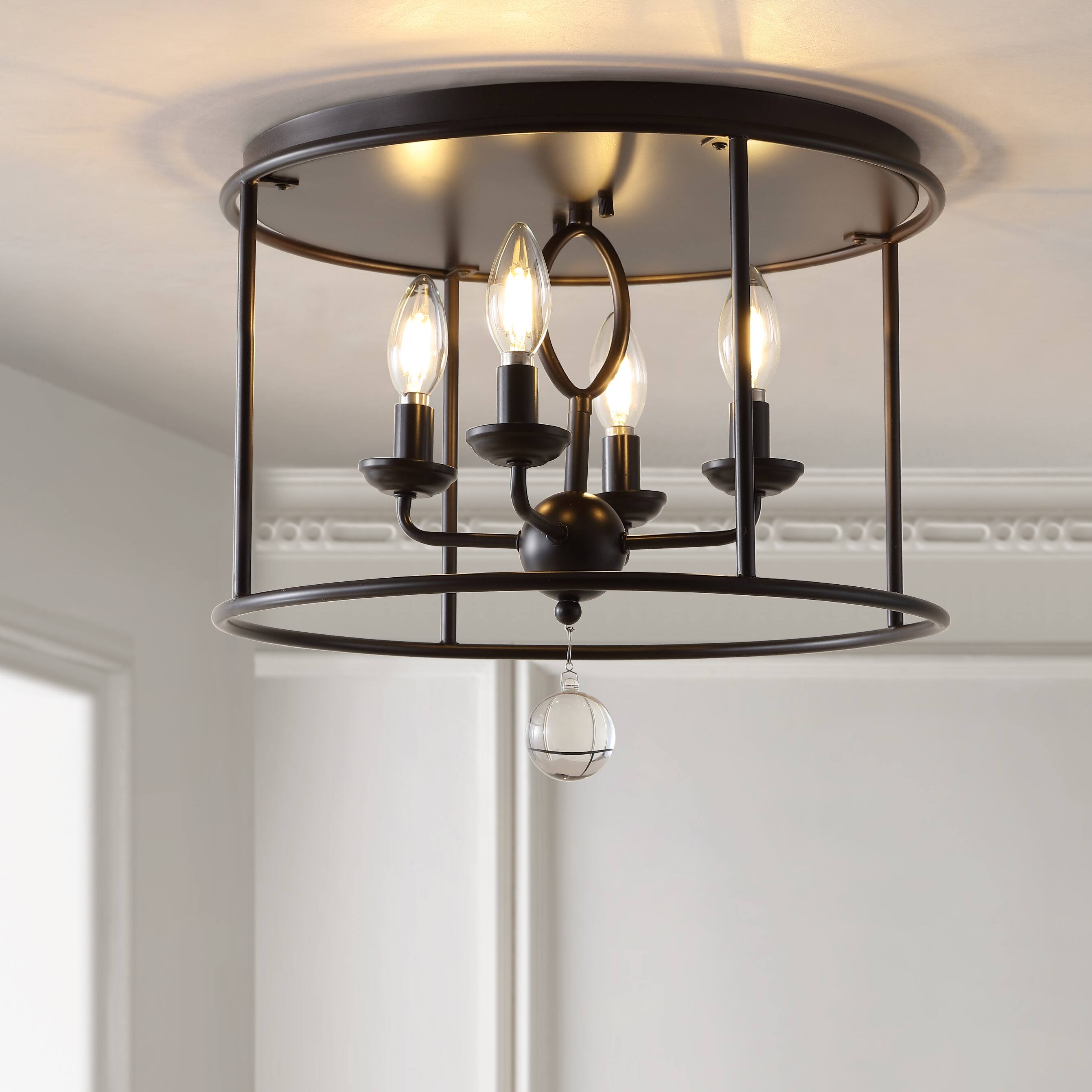 Alt View 1. Jonathan Y - Alma 16" Metal LED Flush Mount, Oil Rubbed Bronze - Oil Rubbed Bronze.
