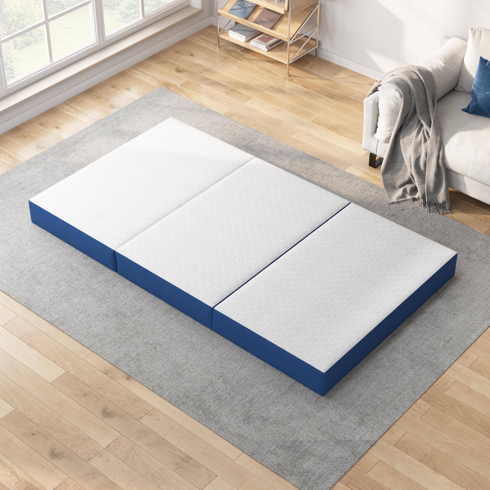 Alt View 9. Glintex - 6-Inch Twin Tri-Fold Memory Foam Mattress, Portable Folding Bed, Medium Firm, Washable Cover, CertiPUR-US Certified - White.