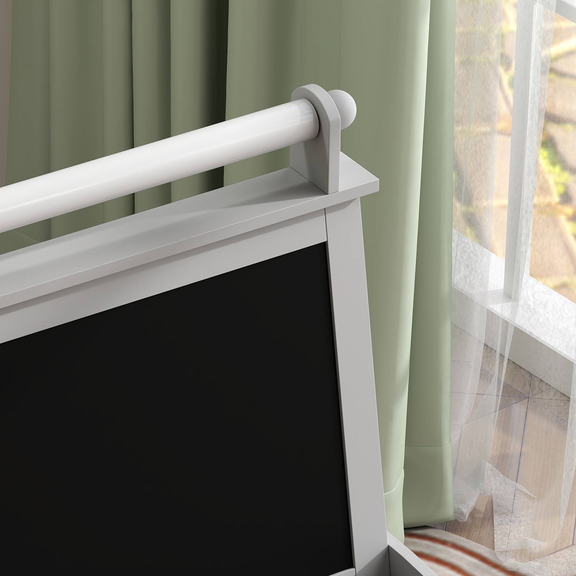 Alt View 5. Qaba - Easel for Kids, Double Sided Art Easel with Paper Roll, Magnetic Whiteboard, Chalkboard, Storage, for 3-6 Years.