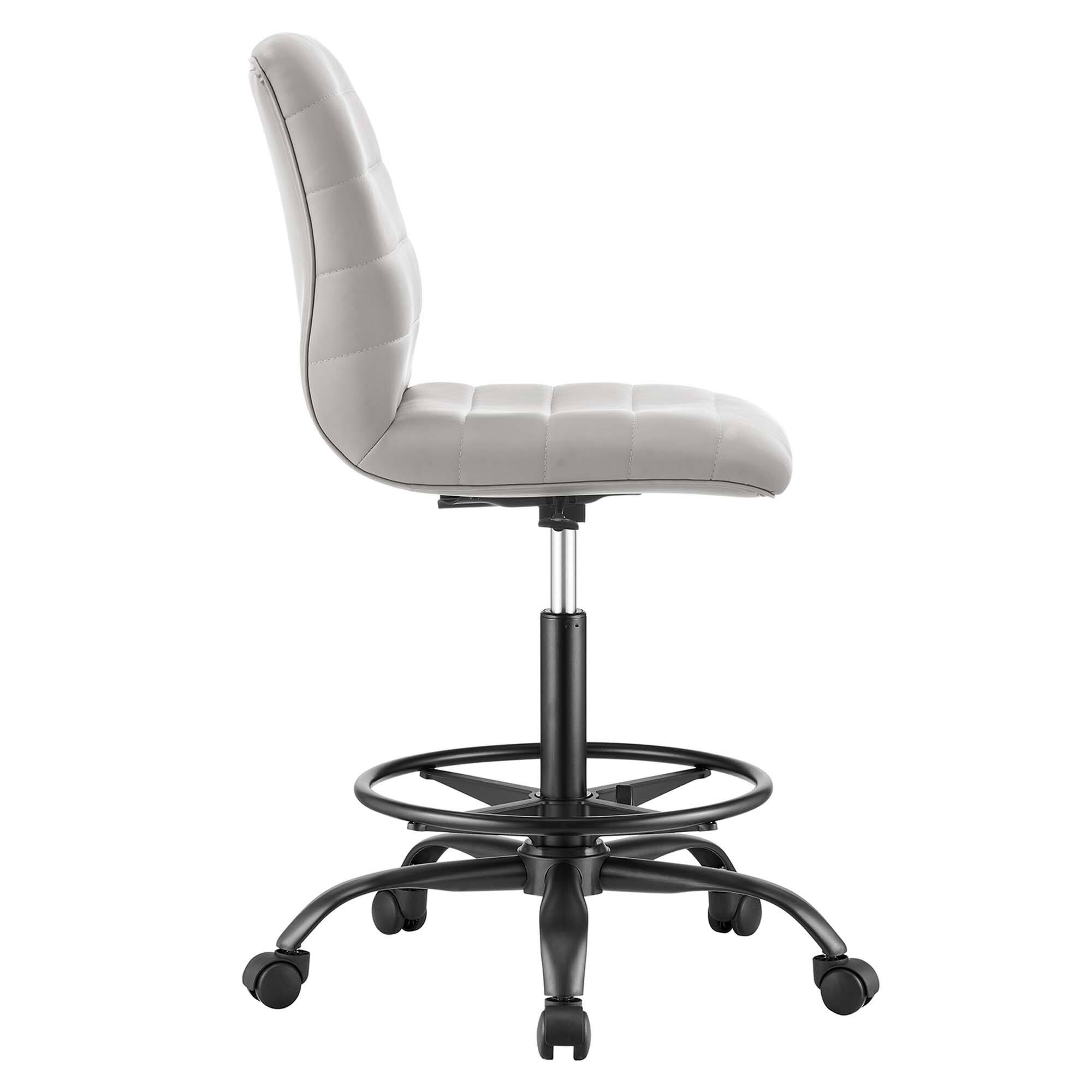 Alt View 1. Modway - Ripple Armless Vegan Leather Drafting Chair by Modway - Black Light Gray.