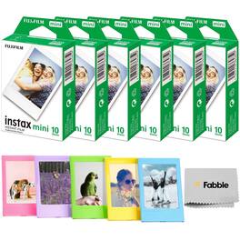 Fujifilm - Instax Mini Instant Film Value Pack - 60 Photos Bundle with Plastic Photo Frame for Mini Film Assorted Colors