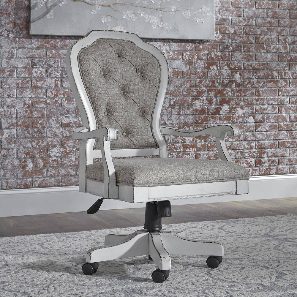 Alt View 1. Liberty Furniture Industries - Magnolia Manor Jr Executive Desk Chair in Antique White - White.