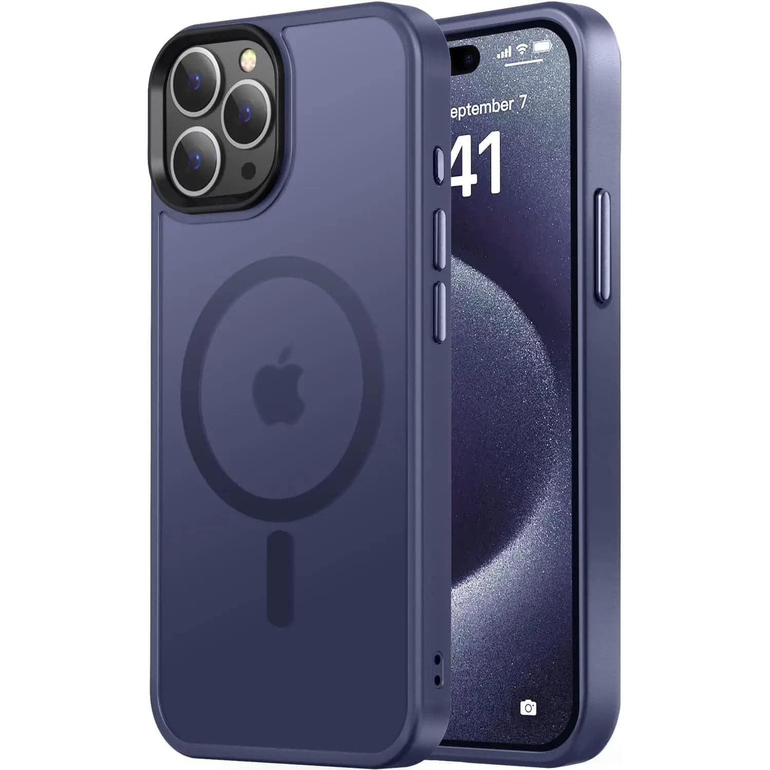Entronix - [Magnetic] Case for iPhone 15 Pro Max - Translucent Frosted Matte - Navy Blue