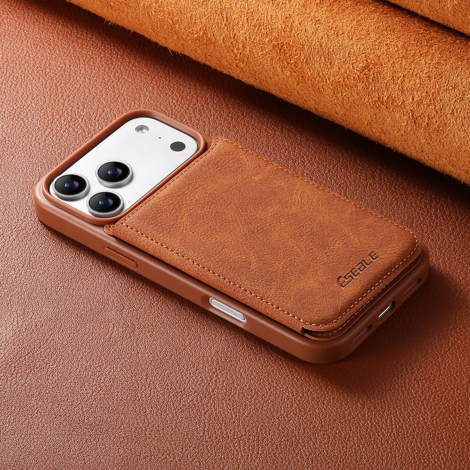 Alt View 3. Dteck - for Apple iPhone 17 Pro Max Retro PU Leather Wallet Case,Shockproof Magnetic Closure Flip Hidden Card Slots Back Cover - Brown.
