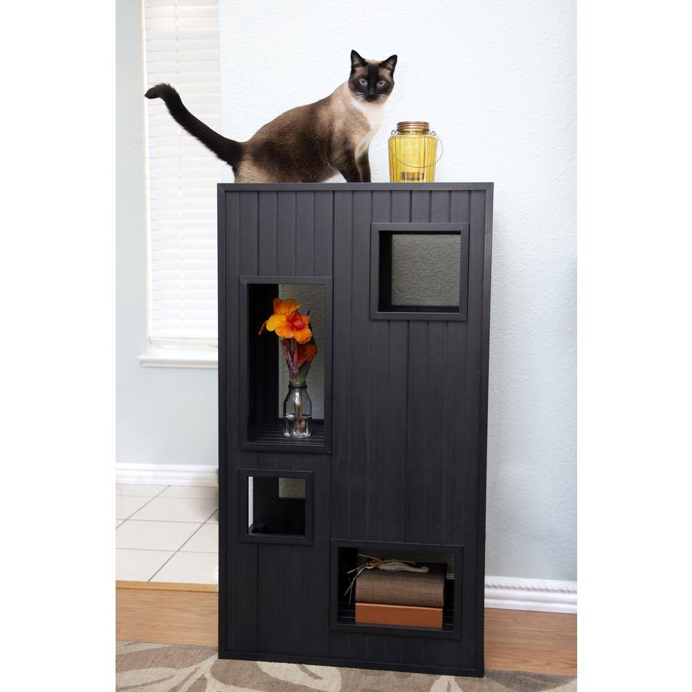 Angle. New Age Pet - ECOFLEX Kitty Kase Cat Play Tower Espresso - Espresso.