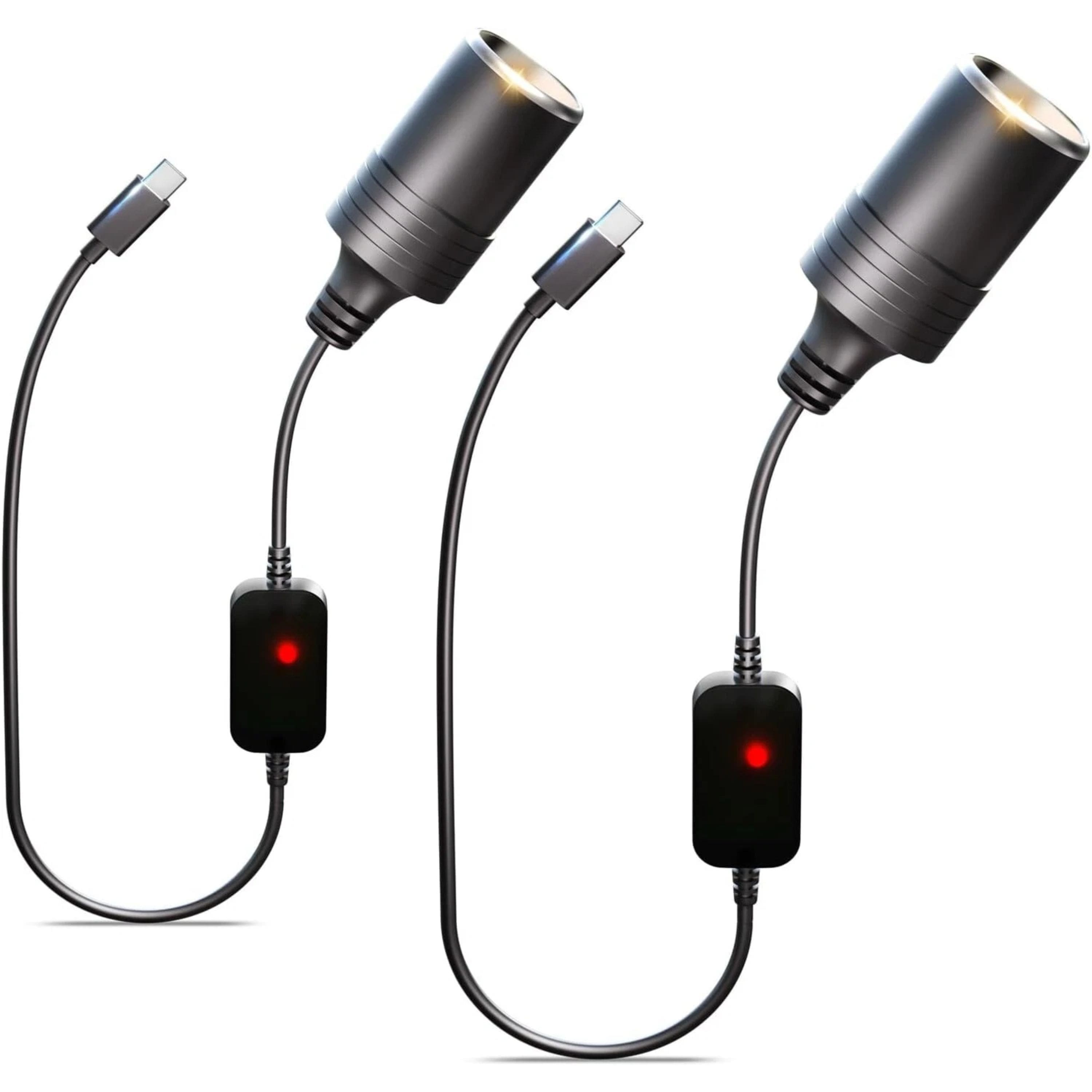 Kitcheniva - Lighter Socket Female Converter Adapter Cable USB C Male 5V to 12V - Multicolor