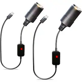 Kitcheniva - Lighter Socket Female Converter Adapter Cable USB C Male 5V to 12V - Multicolor