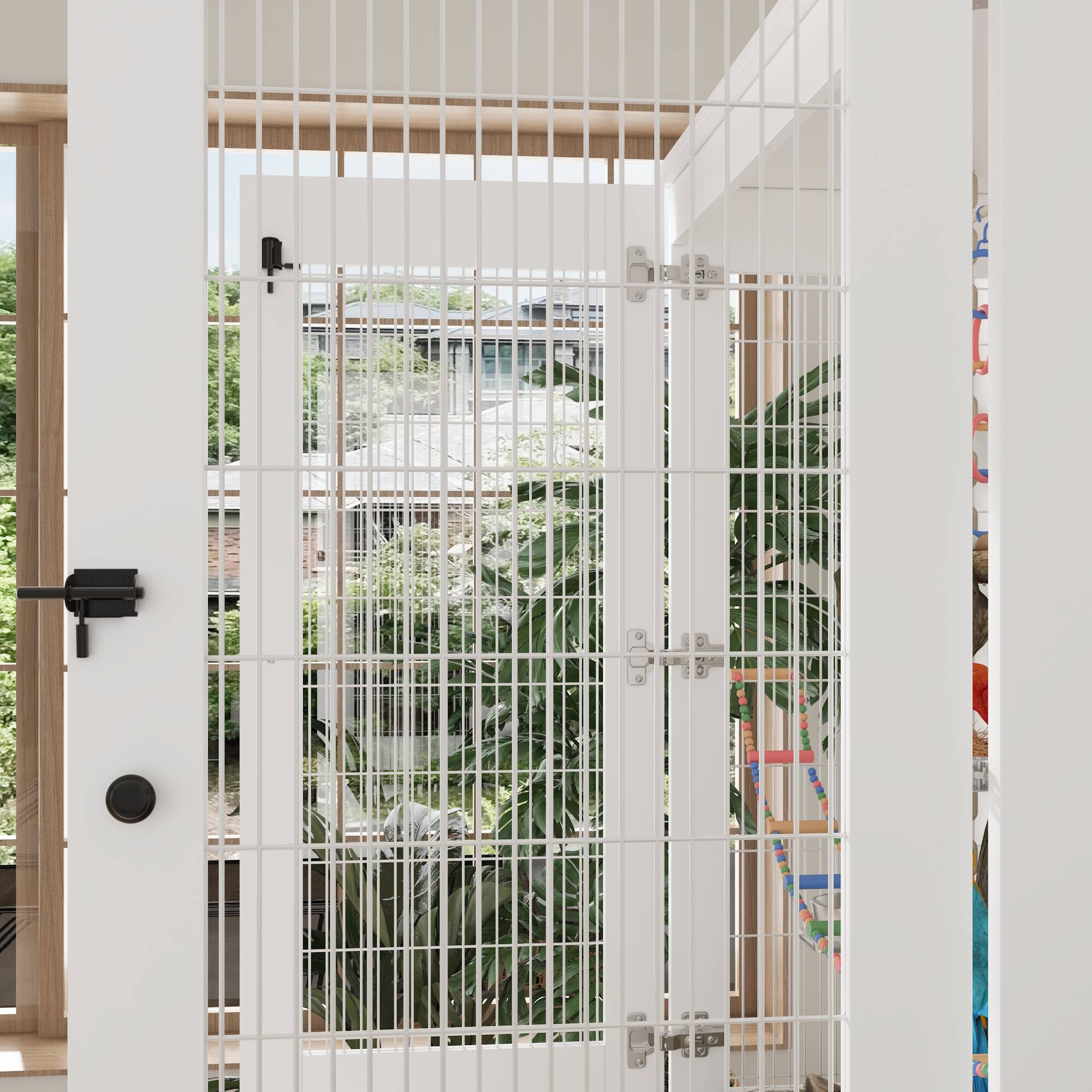 Alt View 4. Famapy - Modern Bird Cage Furniture with Storage Drawers – Parrot & Small Bird Habitat with Stylish Home Display Design.