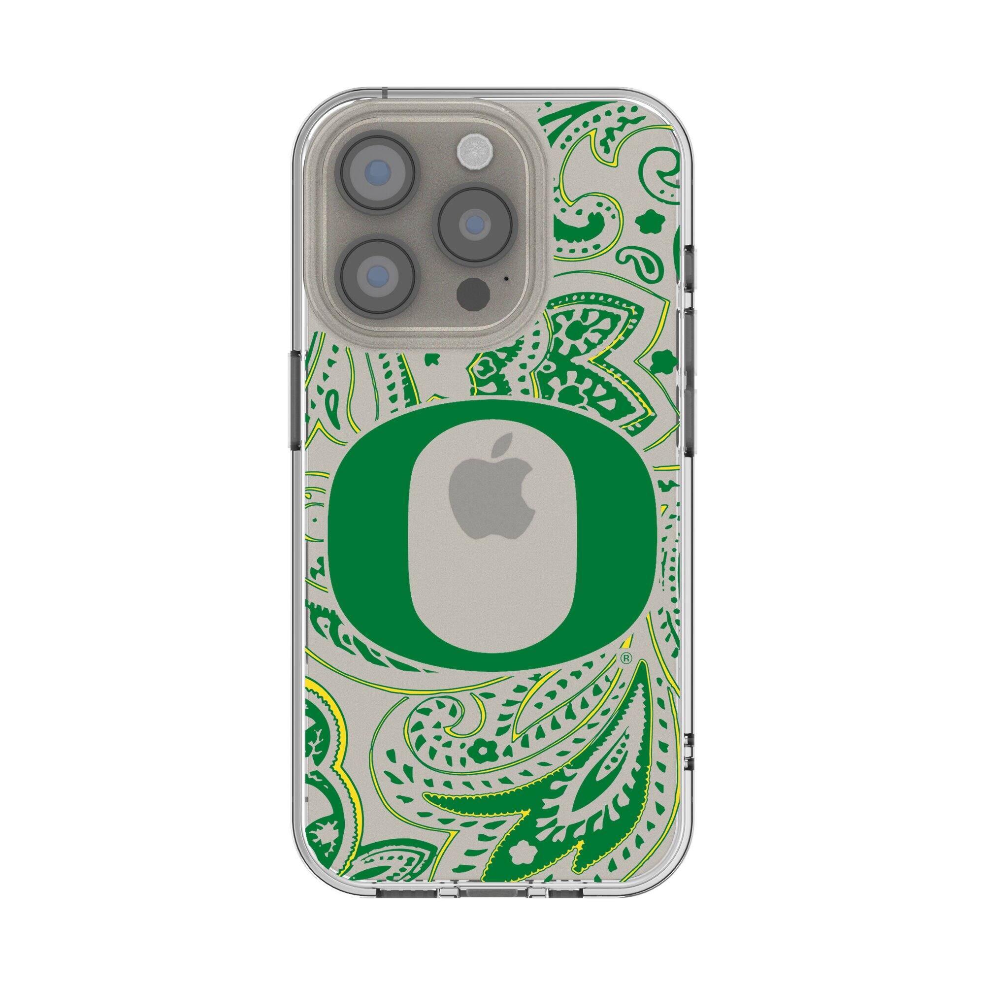 Front. Keyscaper - Oregon Ducks iPhone Paisley Design Clear Case - 16 Pro - Multicolor.
