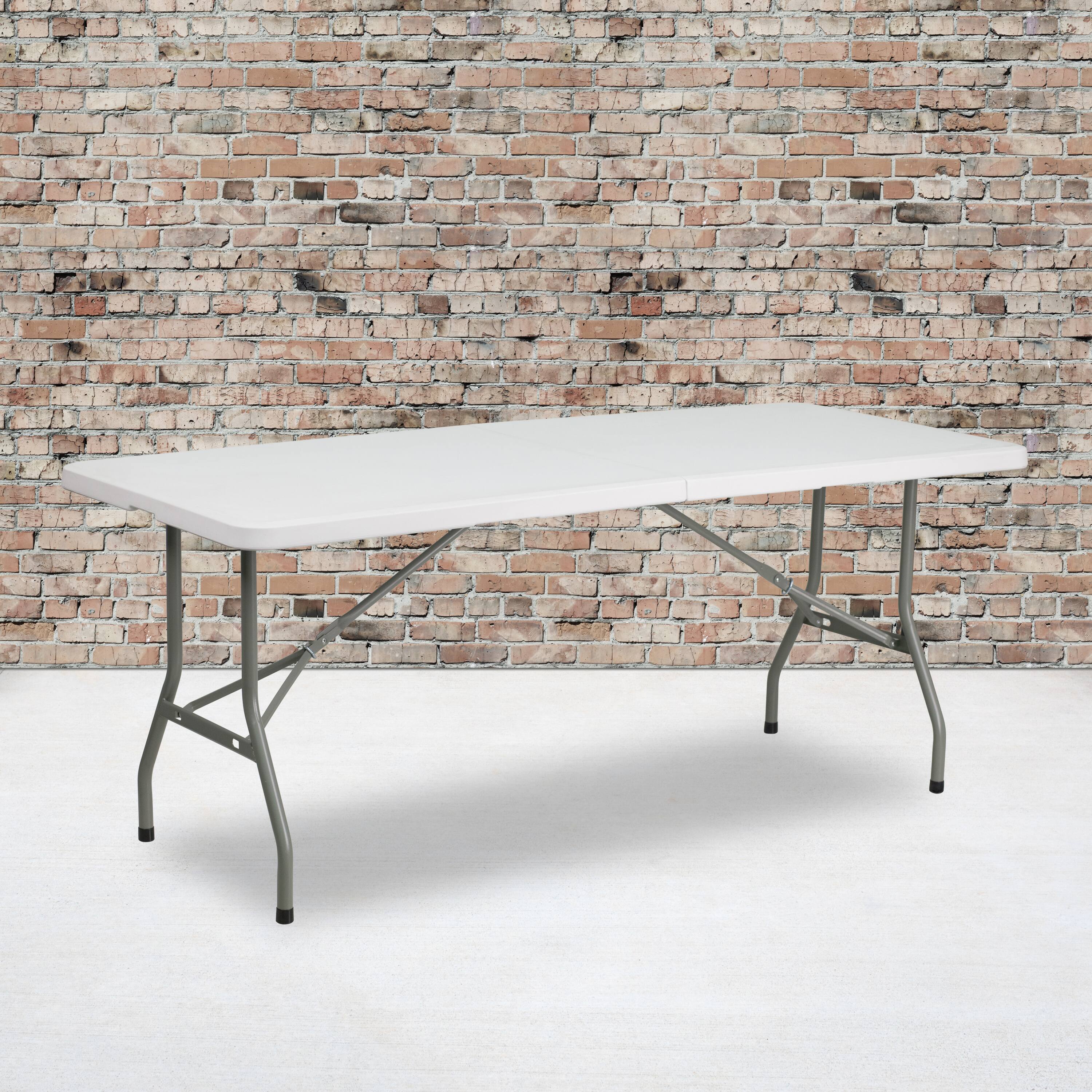 Alt View 11. Alamont Home - 6-Foot Bi-Fold Plastic Folding Table - Granite White.