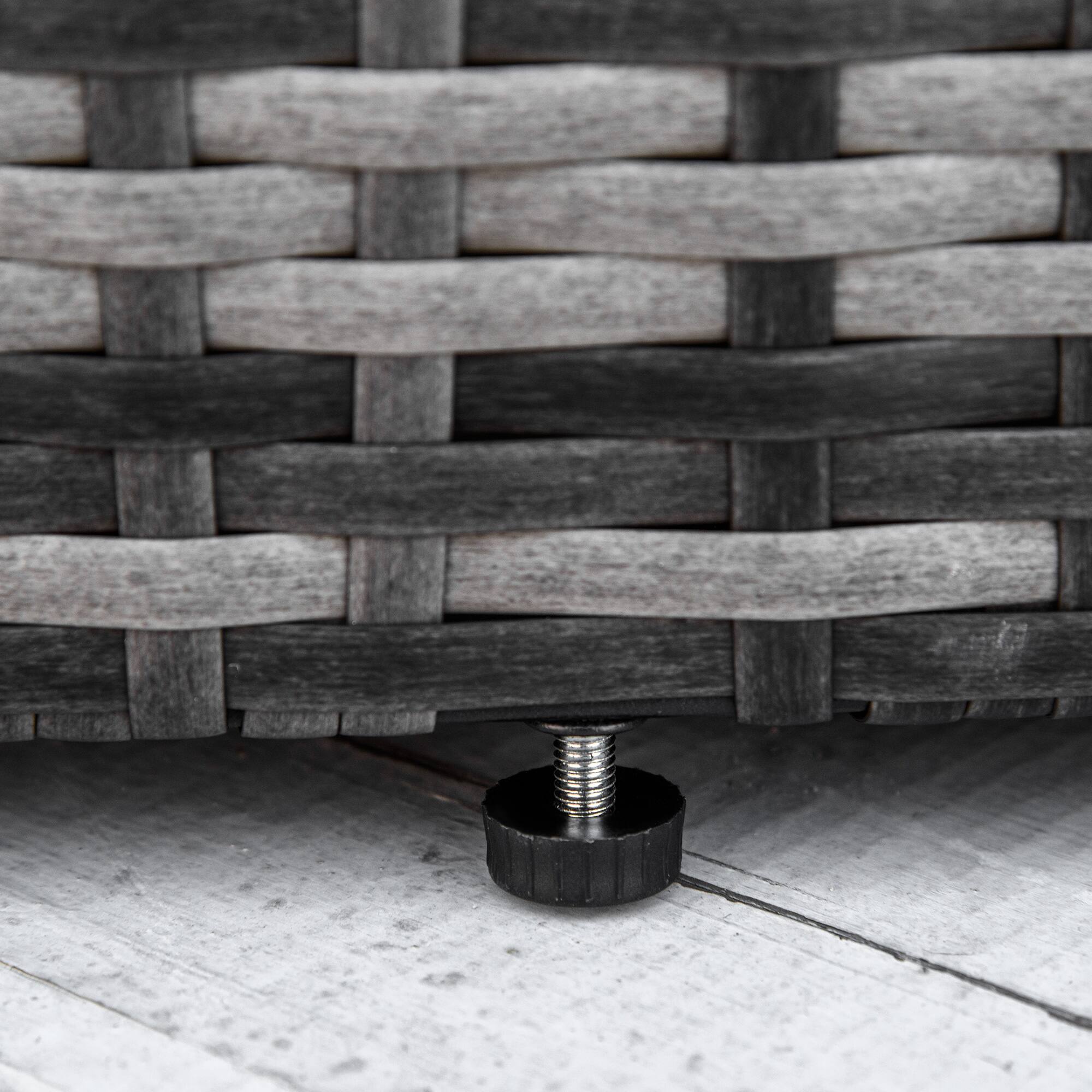 Alt View 8. Outsunny - 4 Piece Round Rattan Daybed, Convertible Patio Furniture Set, Adjustable Sun Canopy, Sectional Outdoor Sofa, 2 Chairs - Gray.