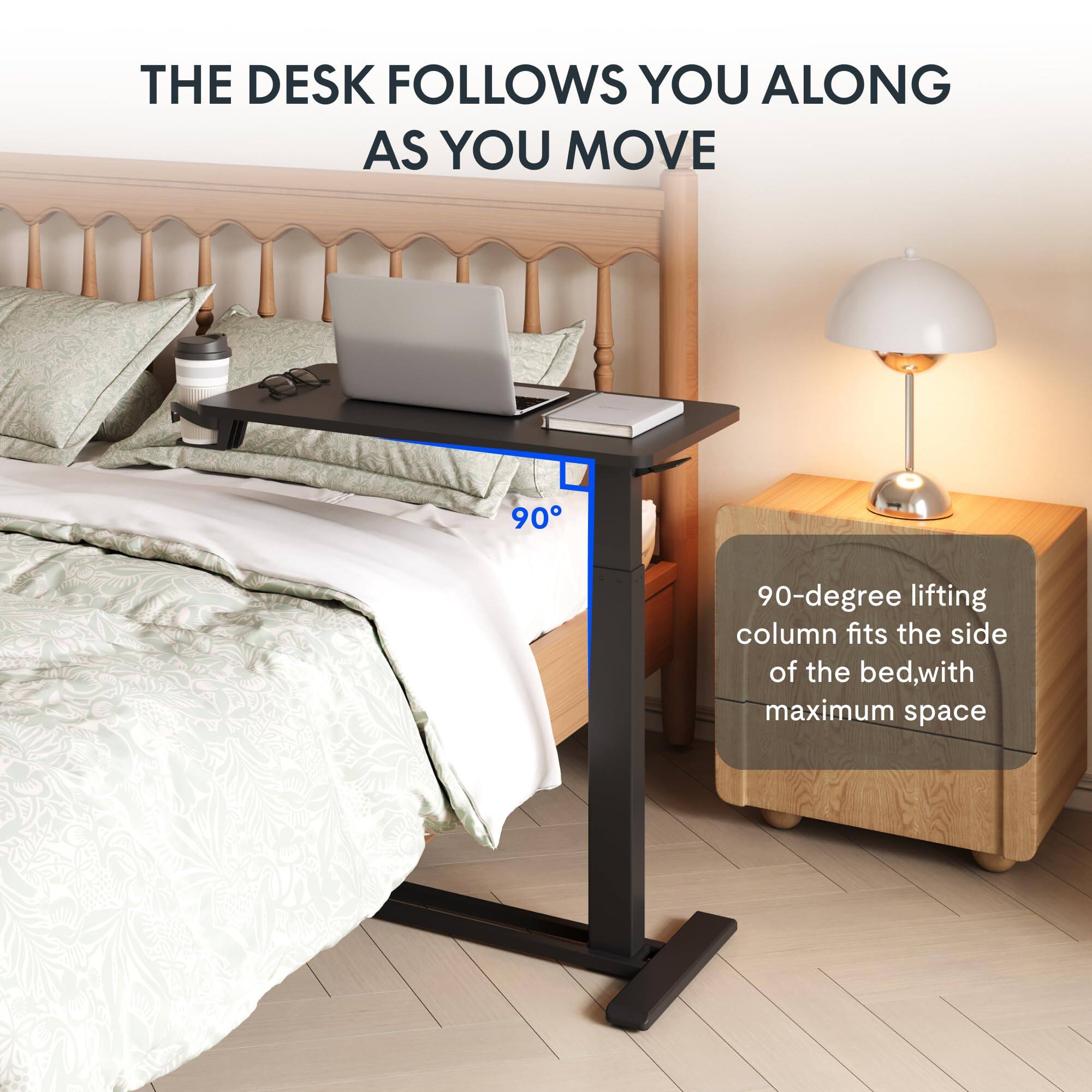 THE DESK FOLLOWS YOU ALONG AS YOU MOVE

90-degree lifting column fits the side of the bed, with maximum space