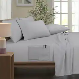 Bamboo Comfort - Bamboo 6 Piece 1800 Thread Count Smart Pocket Ultra Soft Luxury Sheet Set - Silver