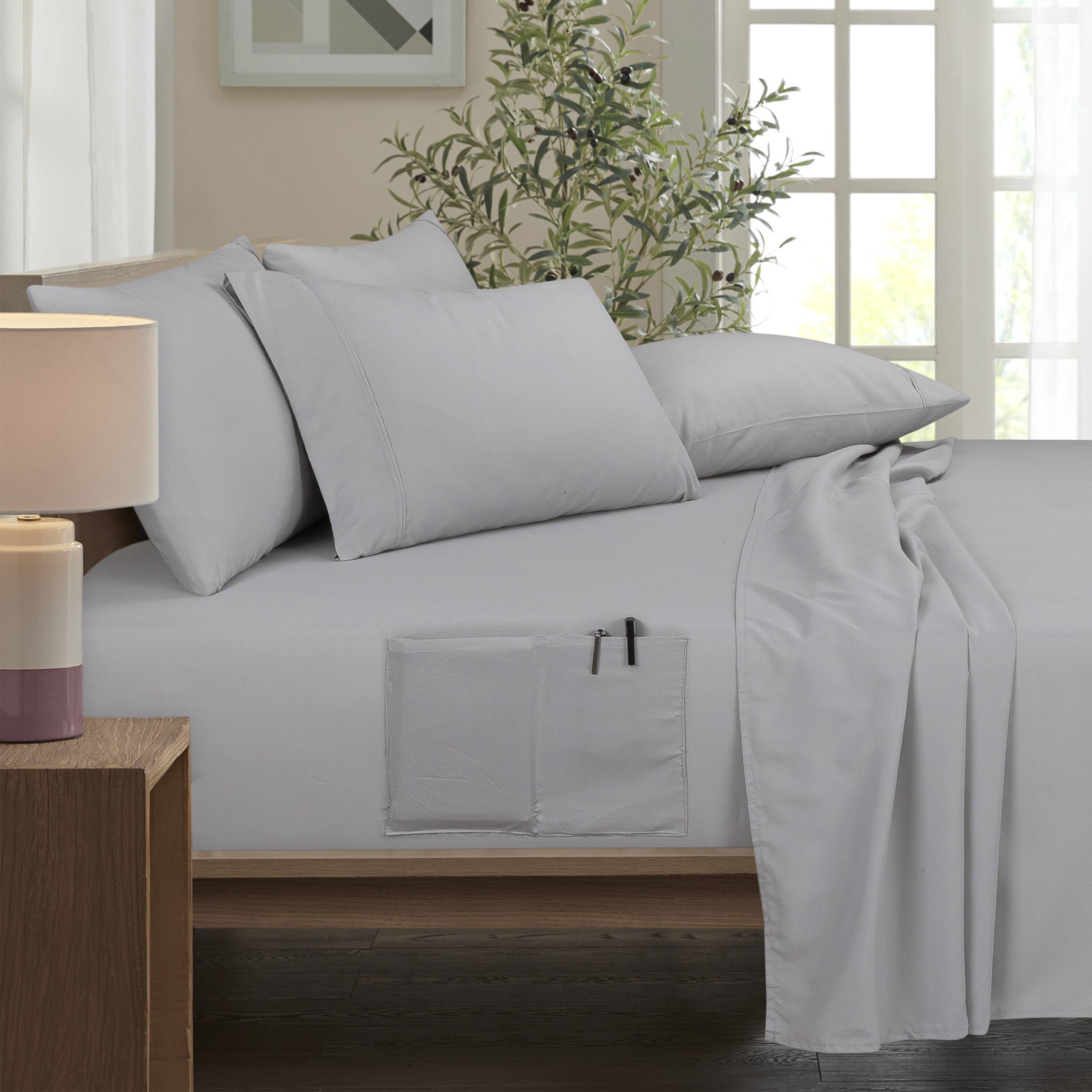 Bamboo Comfort - Bamboo 6 Piece 1800 Thread Count Smart Pocket Ultra Soft Luxury Sheet Set - Silver