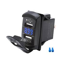 Kitcheniva - 12V Dual USB Charger Socket LED Voltage Voltmeter Rocker Switch Panel - Blue