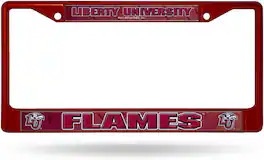 Rico Industries - Liberty University Flames Red Painted Chrome Metal License Plate Frame - Multi