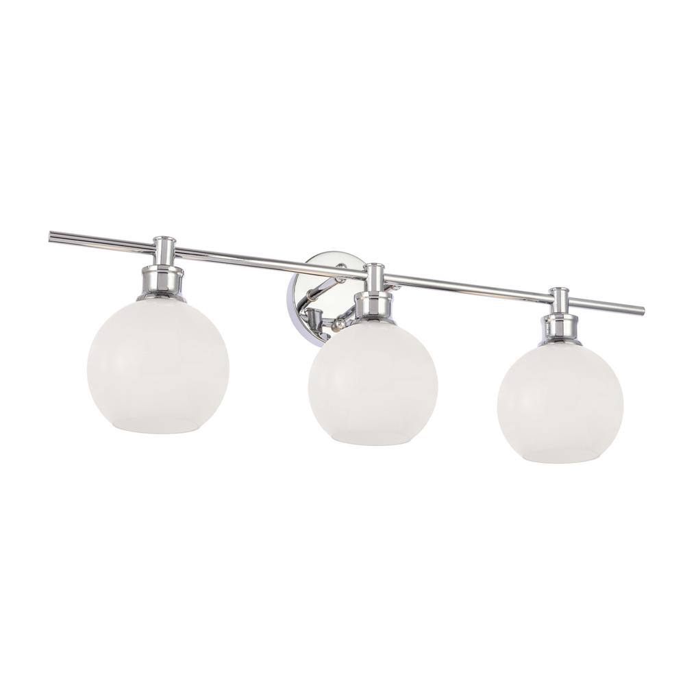 Left. Living District - Collier 3 light Chrome and Frosted white glass Wall sconce - Chrome And Frosted White Glass.