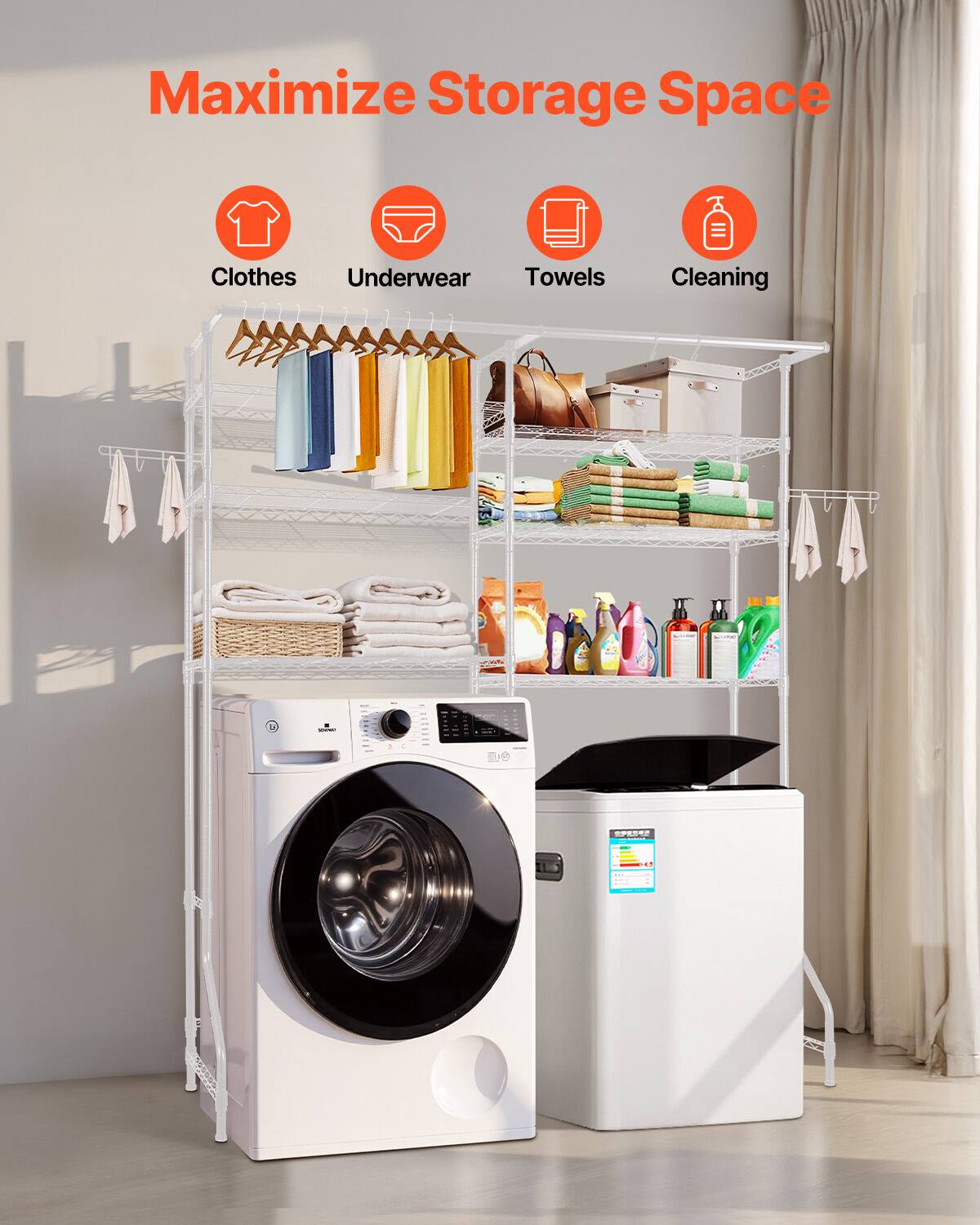 Maximize Storage Space

- Clothes
- Underwear
- Towels
- Cleaning