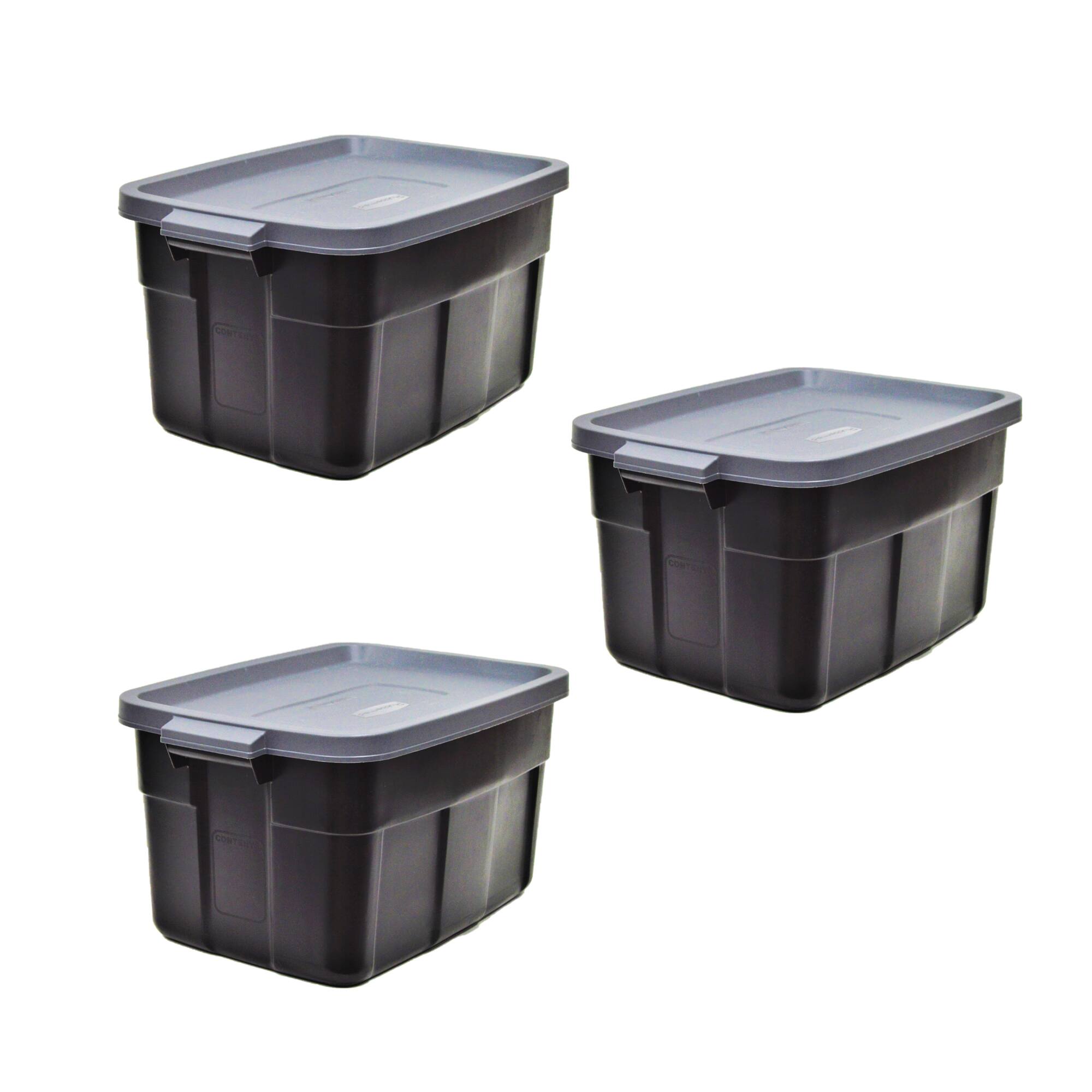 Alt View 1. RubberMaid - Rubbermaid Roughneck 31 Gallon Storage Container, Black/Cool Gray (3 Pack) - Black and Grey.