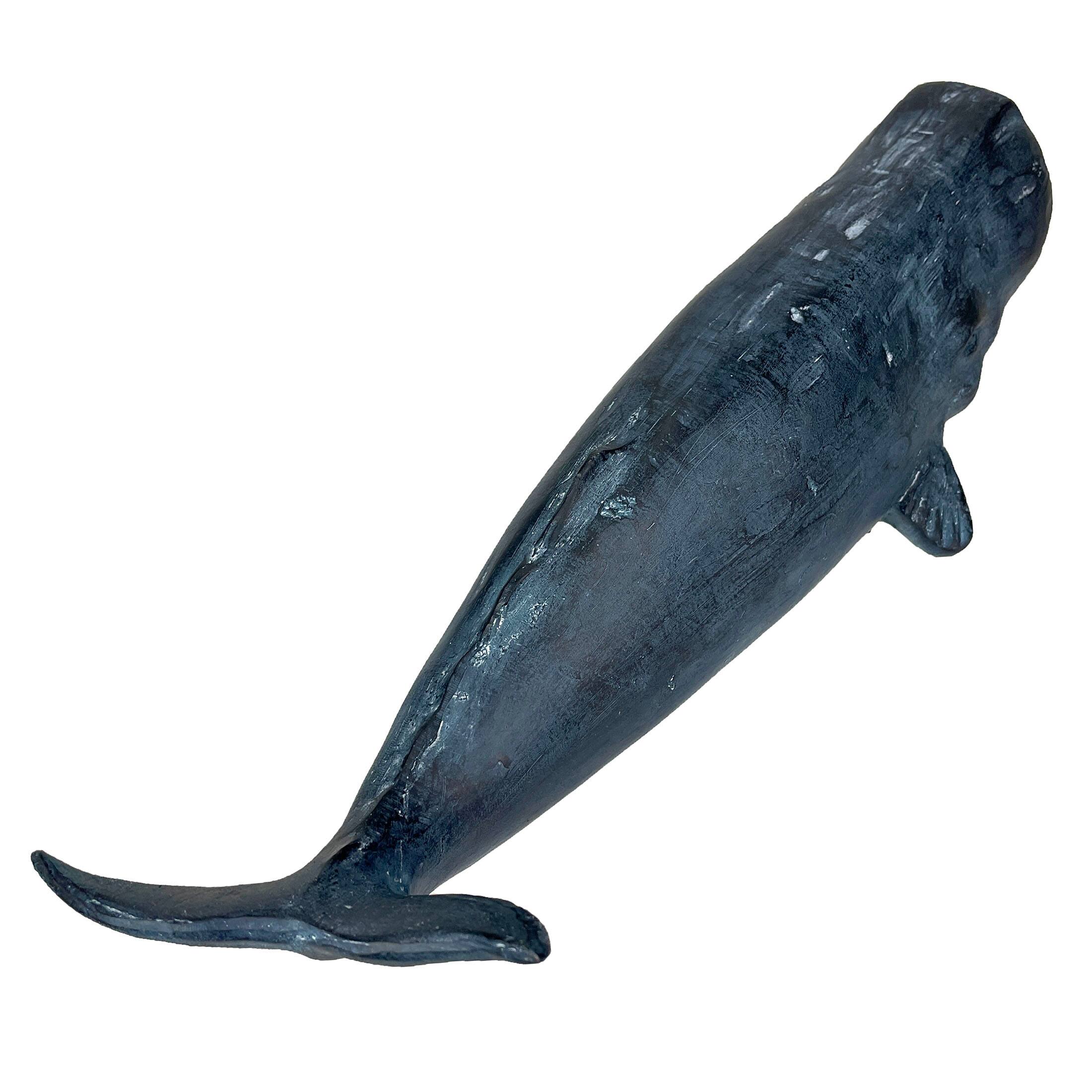 Alt View 8. Chesapeake Bay - Sperm Whale Statue 15in Hand-Painted Resin Ocean Marine Decor Coastal Sculpture - Blue.