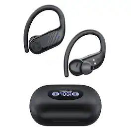 TREBLAB - X3 Pro - Workout True Wireless Earbuds, Comfortable Earhooks, Bluetooth 5.3, Punchy Bass, Noise Isolation, 145H Playtime - Black with black logo