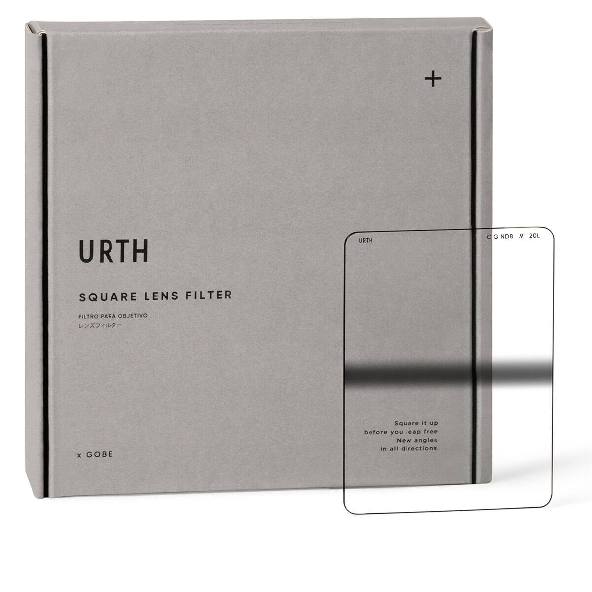 URTH  
SQUARE LENS FILTER  
FILTRO PARA OBJETIVO  
レンズフィルター  

x GOBE  

Square it up before you leap free  
New angles in all directions  

URTH  
GND8 9 20L