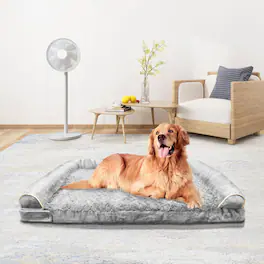 LOVMOR - Orthopedic Dog Bed, Extra Large with Memory Foam, Waterproof & Washable Cover - Light Gray