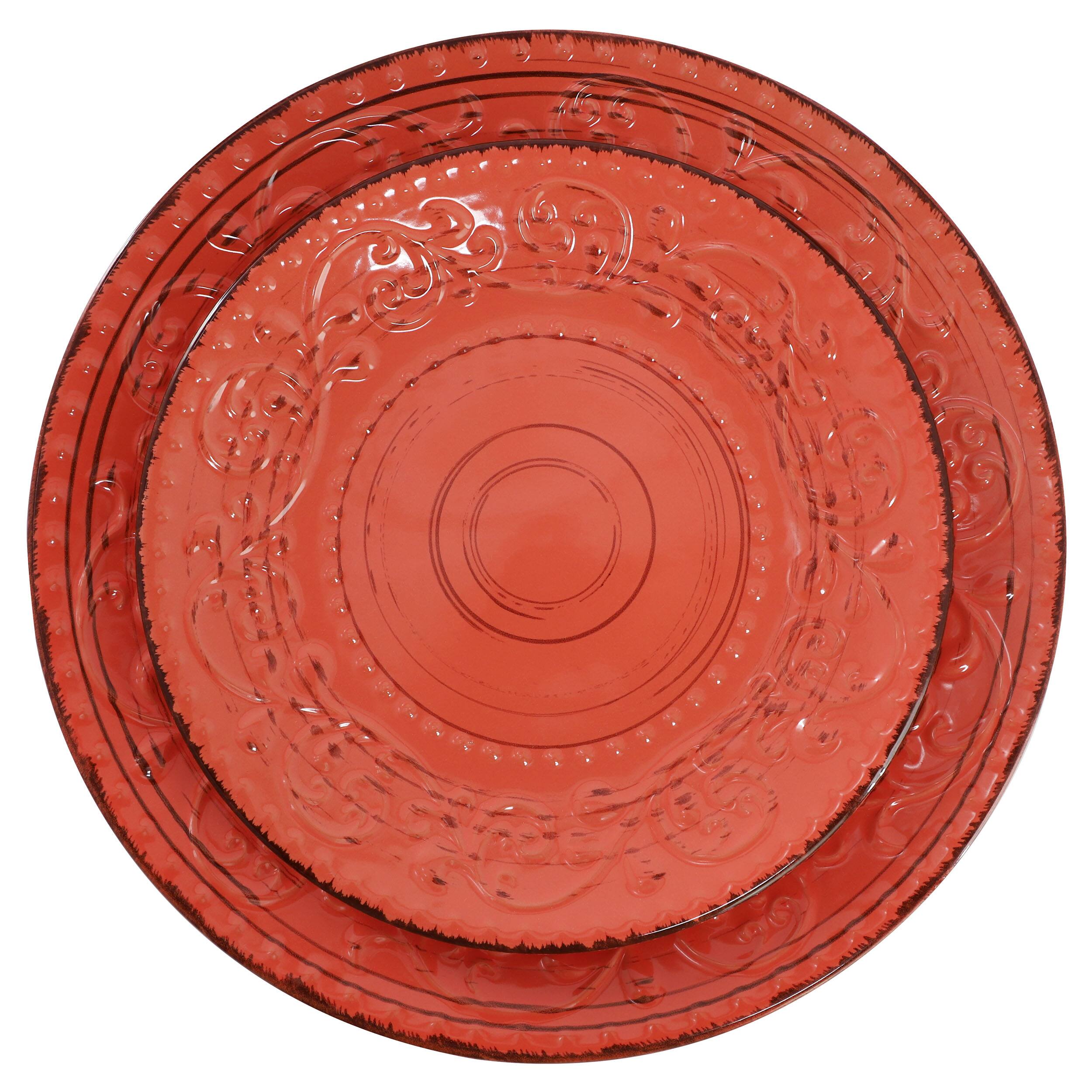 Alt View 2. Elama - Elama Malibu Jasper 16-Piece Stoneware Dinnerware Set in Orange - Orange.