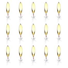 Unique Bargains - Fishing Spoons Lures, Metal Saltwater Treble Trout Lures Jigging Spoon with Treble Hooks Spinner 15pcs 1/4 oz - Gold