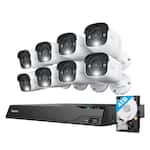 Reolink - 16-Channel, 8 - Bullet Camera Indoor/Outdoor 4K+ 12MP PoE 4TB NVR Security Surveillance System - White