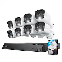 Reolink - 12MP Security Camera System Outdoor, 16CH 4TB NVR & 8 PoE Wired Cameras with 2-Way Audio, NVS16-12MB8 - White - Front_Zoom