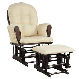 Costway - Baby Nursery Relax Rocker Rocking Chair Glider & Ottoman Set w/Cushion - Beige