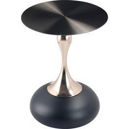 LeisureMod - Savoy Black Circular Top End Table with Powder Coated Finish for Living Room/Offices - Matte Black