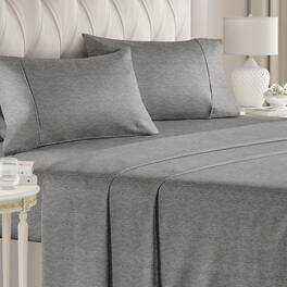 CGK Linens - Luxury Soft 4 Piece Solid Bed Sheet Set - Deep Pocket Fits 8"-16" Mattresses - California king - Heathered Grey
