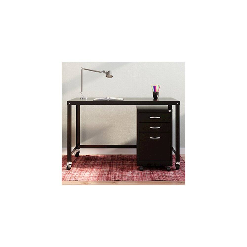 Alt View 4. Space Solutions - Space Solutions Assembled 48-inch Wide Mobile Metal Desk for Home Office, Navy - Blue.