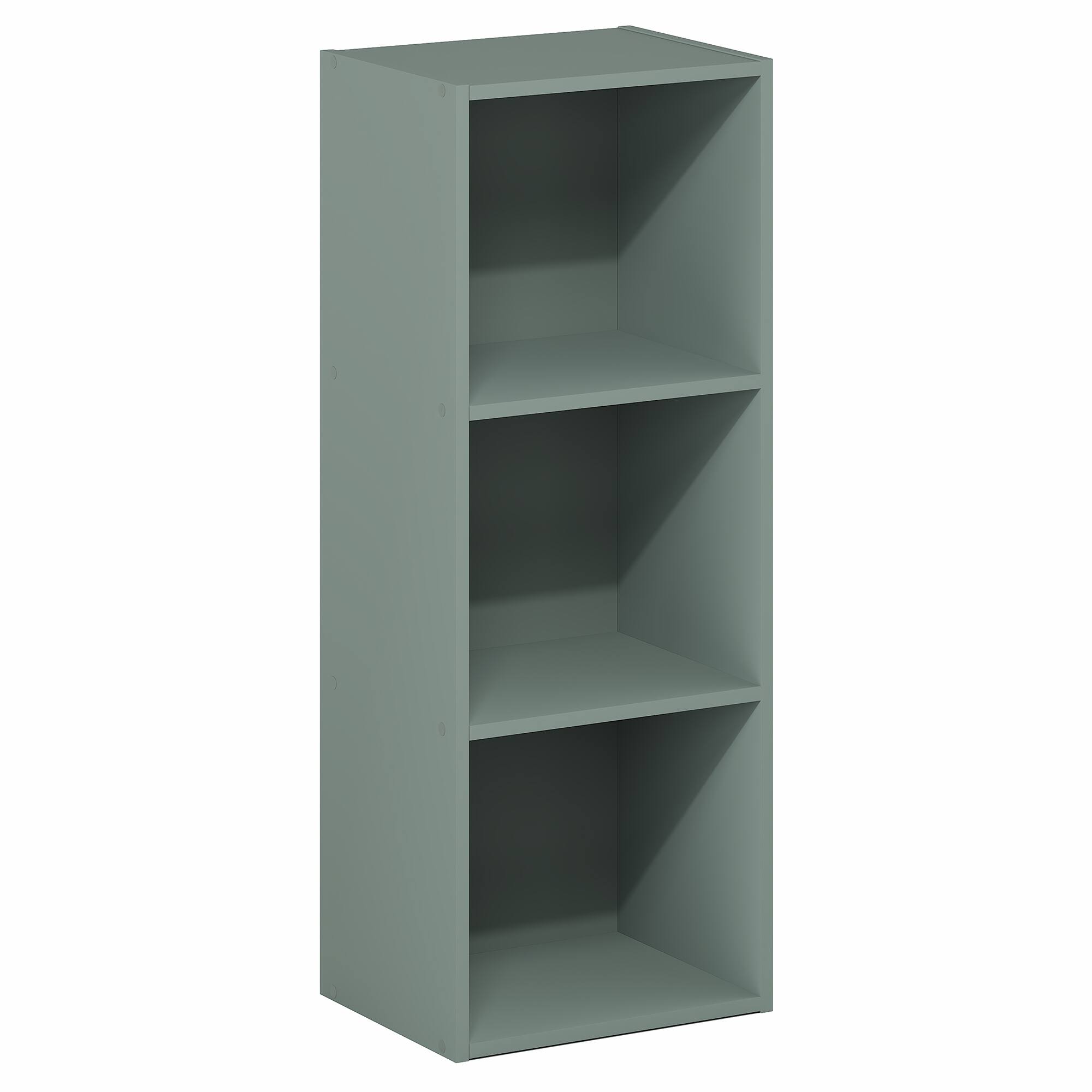 Alt View 6. Furinno - LUDER Book Shelf, 3-Cube Bookshelf, Bookcase, 9.3" x 12" x 31.5", for Living Room, Bedroom, Home Office - Sage Green.