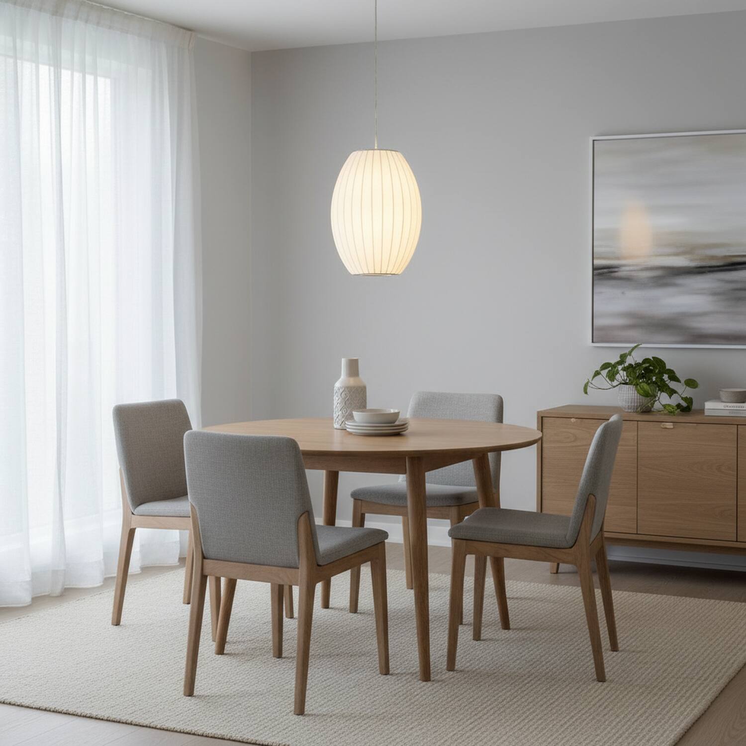 Back. Umeiluce - 1 Light Modern Pendant Light Elegant Silk Oval Shade Light Dimmable Small - White.