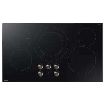 Front. Samsung - 36" Built-In Electric Cooktop with 5 Burners and ENERGY STAR® Certified - Black.