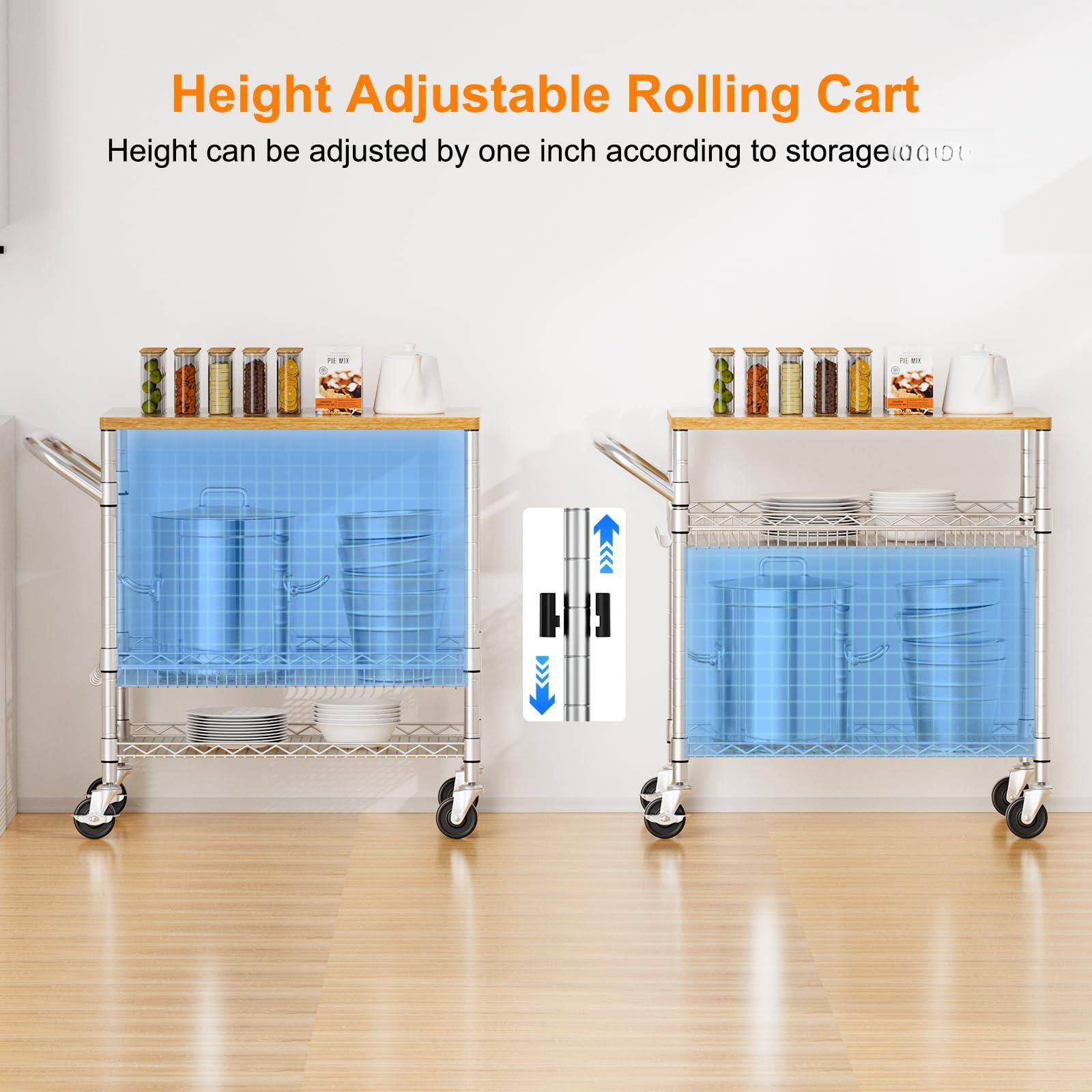 Height Adjustable Rolling Cart

Height can be adjusted by one inch according to storage needs.