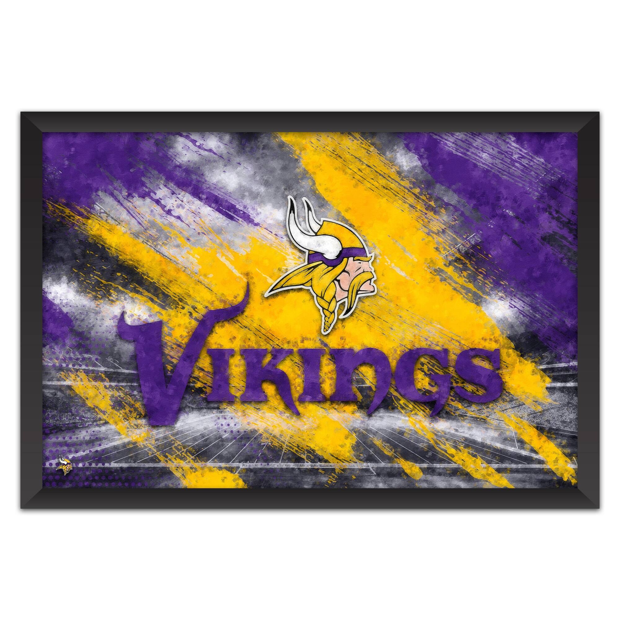 Minnesota Vikings 14" x 20" Brush Stroke Logo Framed Art Print