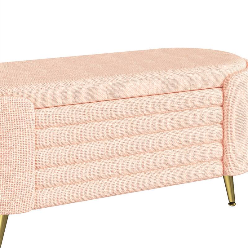 Alt View 7. HTUTWOO - Storage Ottoman - Upholstered Storage Bench End of Bed Bench Entryway Shoe Bench,Living Room Bedroom and Entryway - Pink.