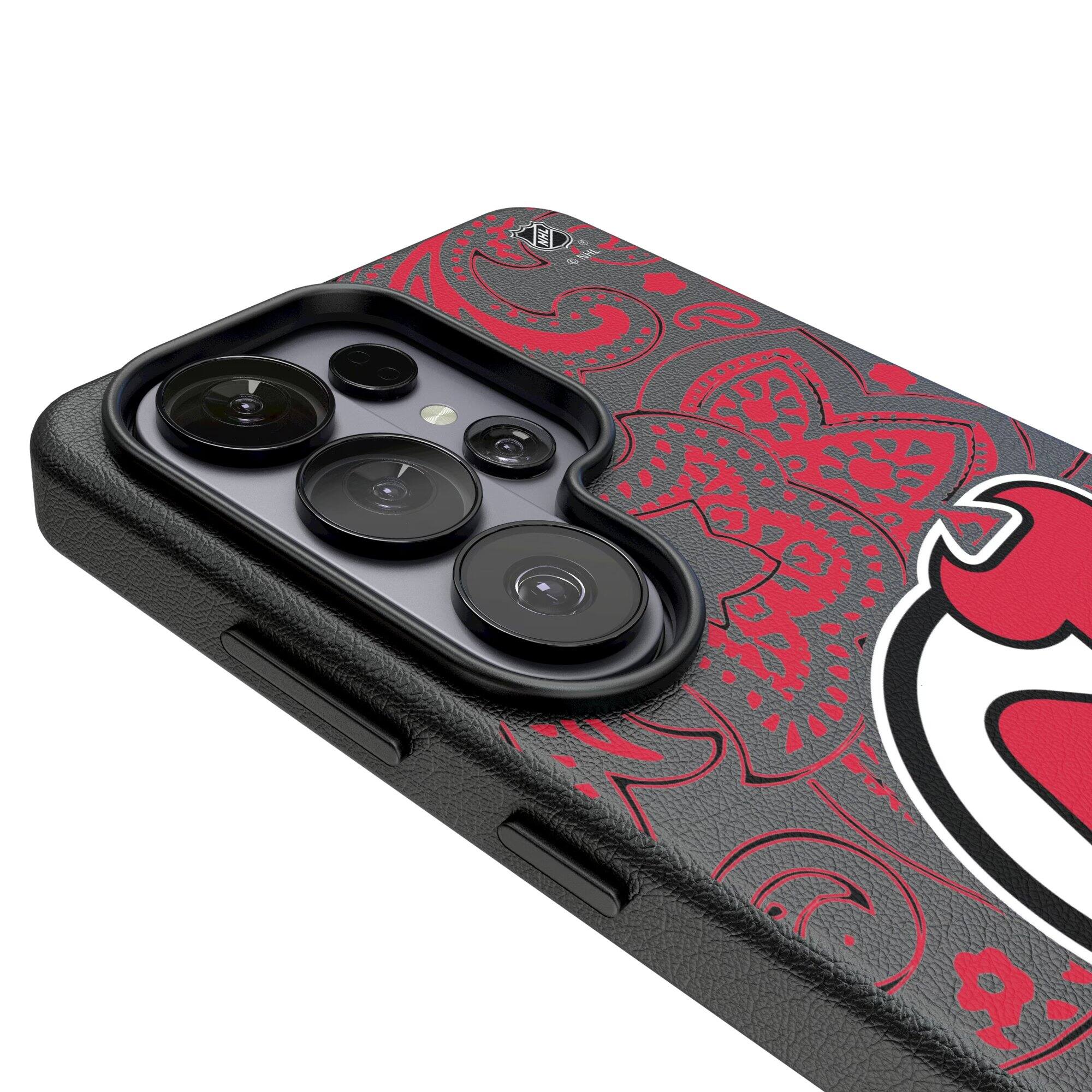 Alt View 2. Keyscaper - New Jersey Devils Paisley Galaxy Magnetic Bump Case - S25 Ultra - Black.