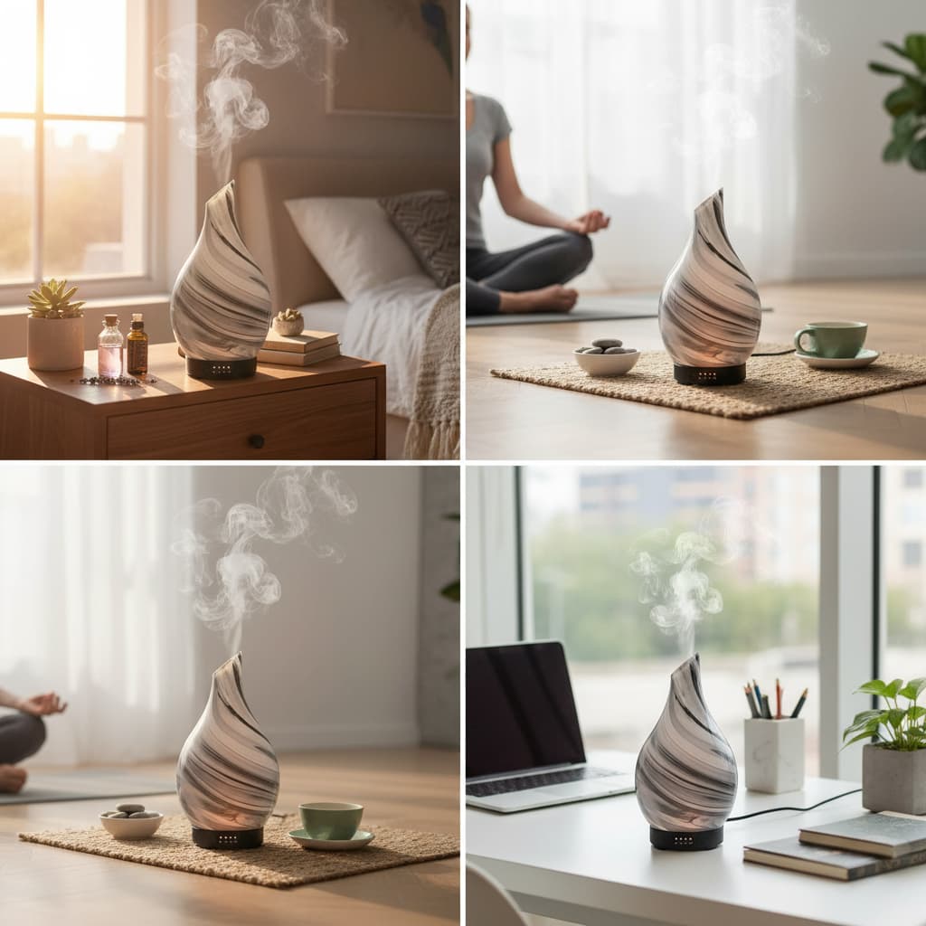 Alt View 3. FINEAK - 120ml Handmade Glass Ultrasonic Essential Oil Diffuser.