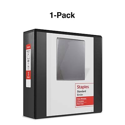 1-Pack  
Staples Standard Binder  
3 Rings  
View Through  
2 Pockets  
PVC Free