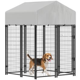 Pawhut - Dog Kennel with Roof - Silver